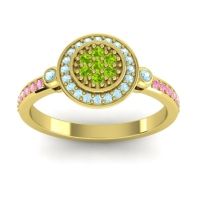 Peridot Fashion Ring In 14k Yellow Gold With Aquamarine And Pink Tourmaline – Kendra Statement Ring