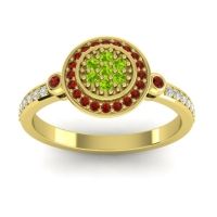 Peridot Fashion Ring In 14k Yellow Gold With Garnet And Diamond – Kendra Statement Ring