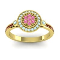 Pink Tourmaline Fashion Ring In 14k Yellow Gold With Aquamarine And Garnet – Kendra Statement Ring