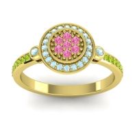 Pink Tourmaline Fashion Ring In 14k Yellow Gold With Aquamarine And Peridot – Kendra Statement Ring