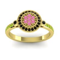 Pink Tourmaline Fashion Ring In 18k Yellow Gold With Black Onyx And Peridot – Kendra Statement Ring