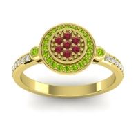Ruby Fashion Ring In 14k Yellow Gold With Peridot And Diamond – Kendra Statement Ring