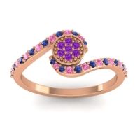Amethyst Fashion Ring In 18K Rose Gold With Blue Sapphire And Pink Tourmaline – Vapi Simple Ring