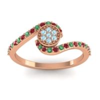 Aquamarine Fashion Ring In 14K Rose Gold With Ruby And Emerald – Vapi Simple Ring