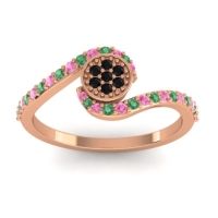 Black Onyx Fashion Ring In 18K Rose Gold With Pink Tourmaline And Emerald – Vapi Simple Ring