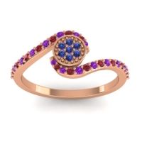 Blue Sapphire Fashion Ring In 18K Rose Gold With Amethyst And Ruby – Vapi Simple Ring