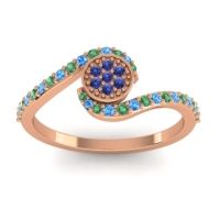 Blue Sapphire Fashion Ring In 18K Rose Gold With Emerald And Swiss Blue Topaz – Vapi Simple Ring