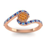 Citrine Fashion Ring In 18K Rose Gold With Blue Sapphire And Swiss Blue Topaz – Vapi Simple Ring