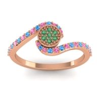 Emerald Fashion Ring In 18K Rose Gold With Pink Tourmaline And Swiss Blue Topaz – Vapi Simple Ring