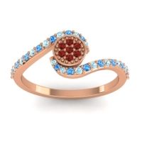 Garnet Fashion Ring In 18K Rose Gold With Aquamarine And Swiss Blue Topaz – Vapi Simple Ring