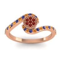 Garnet Fashion Ring In 18K Rose Gold With Citrine And Blue Sapphire – Vapi Simple Ring