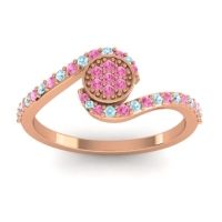 Pink Tourmaline Fashion Ring In 18K Rose Gold With Aquamarine – Vapi Simple Ring