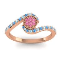 Pink Tourmaline Fashion Ring In 18K Rose Gold With Swiss Blue Topaz And Aquamarine – Vapi Simple Ring