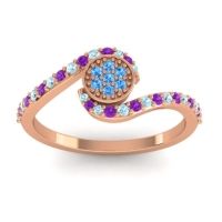 Swiss Blue Topaz Fashion Ring In 18K Rose Gold With Aquamarine And Amethyst – Vapi Simple Ring
