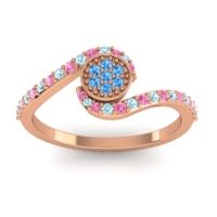 Swiss Blue Topaz Fashion Ring In 18K Rose Gold With Pink Tourmaline And Aquamarine – Vapi Simple Ring