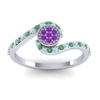 Amethyst Fashion Ring In Platinum With Aquamarine And Emerald – Vapi Simple Ring