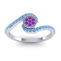 Amethyst Fashion Ring In Platinum With Swiss Blue Topaz – Vapi Simple Ring