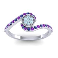 Aquamarine Fashion Ring In 18k White Gold With Amethyst And Blue Sapphire – Vapi Simple Ring