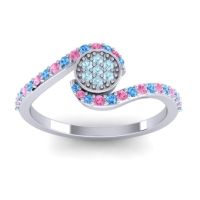 Aquamarine Fashion Ring In Palladium With Swiss Blue Topaz And Pink Tourmaline – Vapi Simple Ring