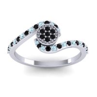 Black Onyx Fashion Ring In Palladium With Aquamarine – Vapi Simple Ring
