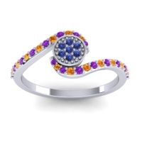 Blue Sapphire Fashion Ring In 18k White Gold With Amethyst And Citrine – Vapi Simple Ring