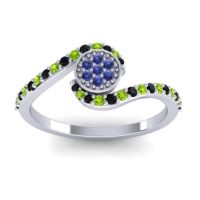 Blue Sapphire Fashion Ring In Platinum With Black Onyx And Peridot – Vapi Simple Ring