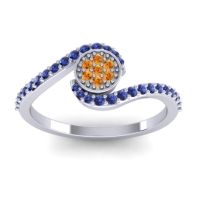 Citrine Fashion Ring In 18k White Gold With Blue Sapphire – Vapi Simple Ring