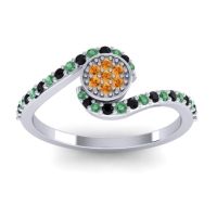 Citrine Fashion Ring In 18k White Gold With Emerald And Black Onyx – Vapi Simple Ring