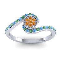 Citrine Fashion Ring In 18k White Gold With Swiss Blue Topaz And Emerald – Vapi Simple Ring