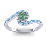 Emerald Fashion Ring In 18k White Gold With Aquamarine And Swiss Blue Topaz – Vapi Simple Ring
