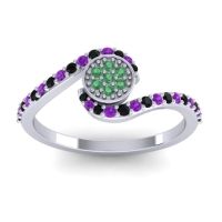 Emerald Fashion Ring In Platinum With Black Onyx And Amethyst – Vapi Simple Ring