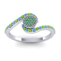 Emerald Fashion Ring In Platinum With Swiss Blue Topaz And Peridot – Vapi Simple Ring