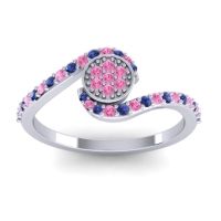 Pink Tourmaline Fashion Ring In Palladium With Blue Sapphire – Vapi Simple Ring