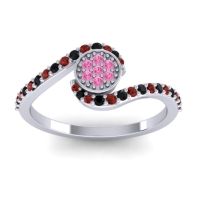 Pink Tourmaline Fashion Ring In Platinum With Garnet And Black Onyx – Vapi Simple Ring