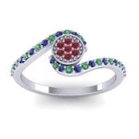 Ruby Fashion Ring In Platinum With Blue Sapphire And Emerald – Vapi Simple Ring