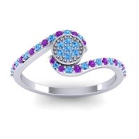 Swiss Blue Topaz Fashion Ring In Platinum With Amethyst – Vapi Simple Ring