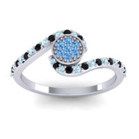 Swiss Blue Topaz Fashion Ring In Palladium With Aquamarine And Black Onyx – Vapi Simple Ring