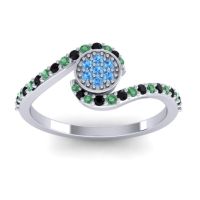 Swiss Blue Topaz Fashion Ring In 18k White Gold With Emerald And Black Onyx – Vapi Simple Ring