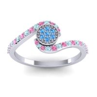 Swiss Blue Topaz Fashion Ring In Palladium With Pink Tourmaline And Aquamarine – Vapi Simple Ring