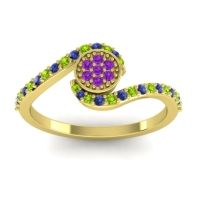 Amethyst Fashion Ring In 18k Yellow Gold With Peridot And Blue Sapphire – Vapi Simple Ring