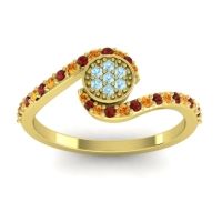 Aquamarine Fashion Ring In 18k Yellow Gold With Citrine And Garnet – Vapi Simple Ring