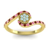 Aquamarine Fashion Ring In 18k Yellow Gold With Pink Tourmaline And Garnet – Vapi Simple Ring