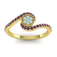 Aquamarine Fashion Ring In 18k Yellow Gold With Ruby And Blue Sapphire – Vapi Simple Ring