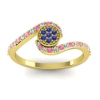 Blue Sapphire Fashion Ring In 18k Yellow Gold With Lab Diamond And Pink Tourmaline – Vapi Simple Ring