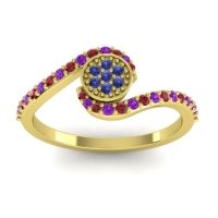 Blue Sapphire Fashion Ring In 18k Yellow Gold With Ruby And Amethyst – Vapi Simple Ring