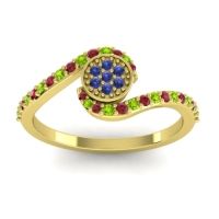 Blue Sapphire Fashion Ring In 18k Yellow Gold With Ruby And Peridot – Vapi Simple Ring