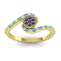 Blue Sapphire Fashion Ring In 18k Yellow Gold With Swiss Blue Topaz And Aquamarine – Vapi Simple Ring