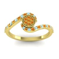 Citrine Fashion Ring In 18k Yellow Gold With Aquamarine – Vapi Simple Ring