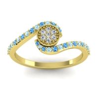 Diamond Fashion Ring In 18k Yellow Gold With Swiss Blue Topaz And Aquamarine – Vapi Simple Ring