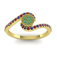 Emerald Fashion Ring In 18k Yellow Gold With Blue Sapphire And Ruby – Vapi Simple Ring